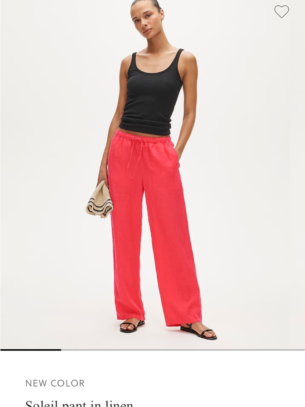J. Crew Wide-Leg Drawstring Pants in Bright Coral - Picture 2 of 7